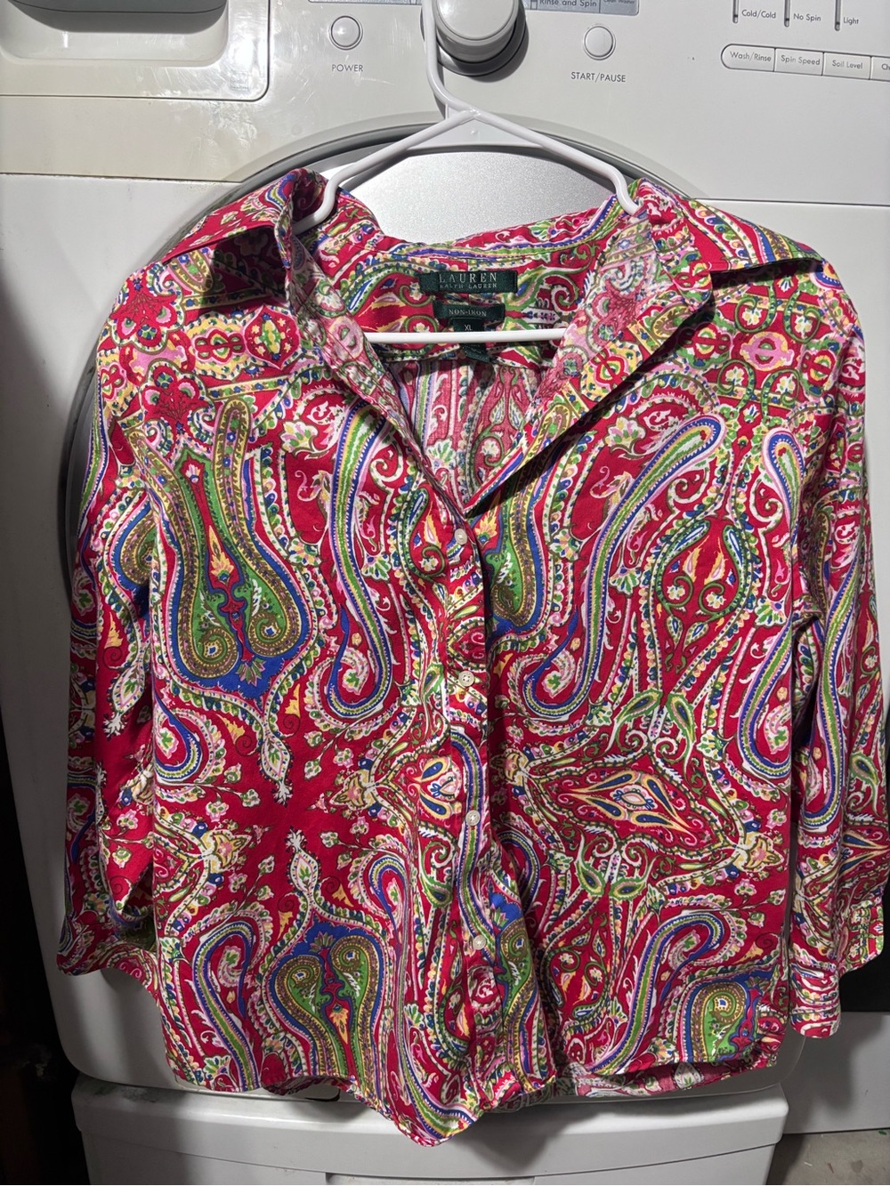 Lauren Ralph Lauren Red Paisley Button-Up Shirt - Picture 6 of 6